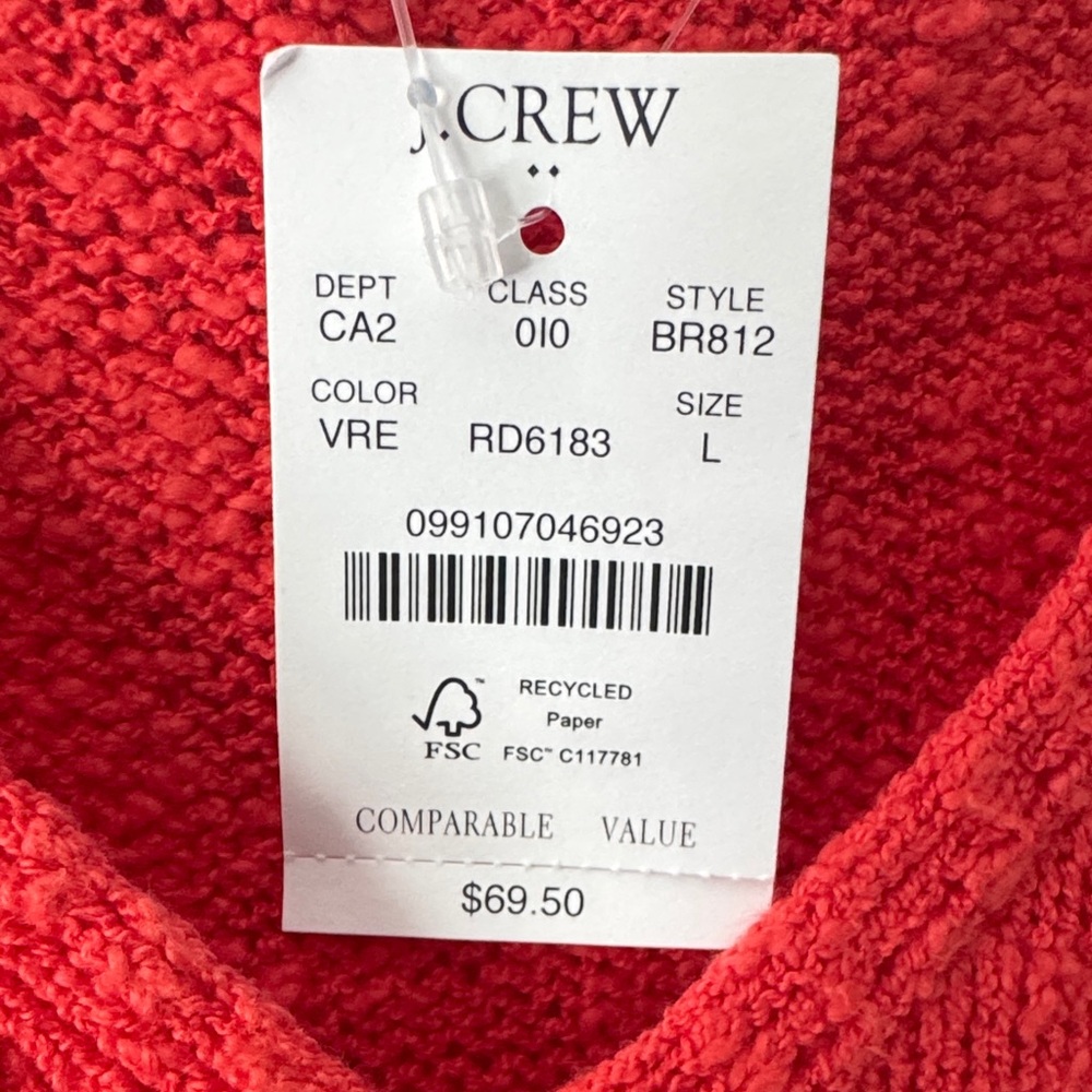 J. Crew Factory Vibrant Coral Pink Red Knit Tank Top VNeck NEW WITH TAGS NWT - Picture 5 of 7